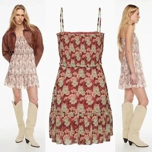 Wilfred Aritzia Tempest Sleeveless Mini Dress Floral Size L Adjustable Straps